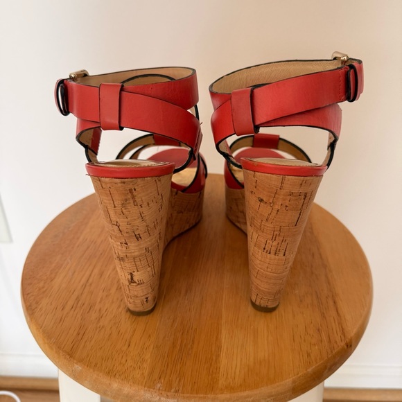 COACH Leather Chic Red Wedge Sandals - Picture 4 of 9